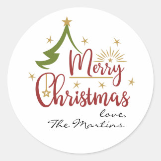 Merry Christmas Personalized Classic Round Sticker