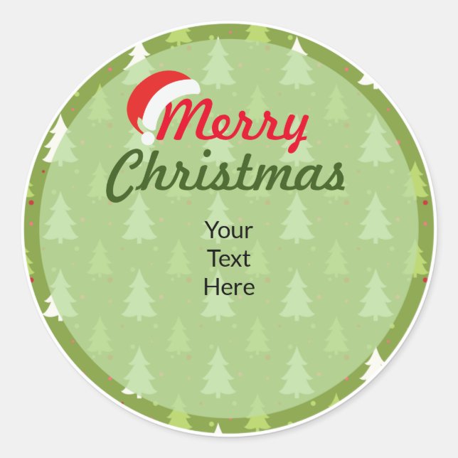 Merry Christmas Personalized Classic Round Sticker (Front)