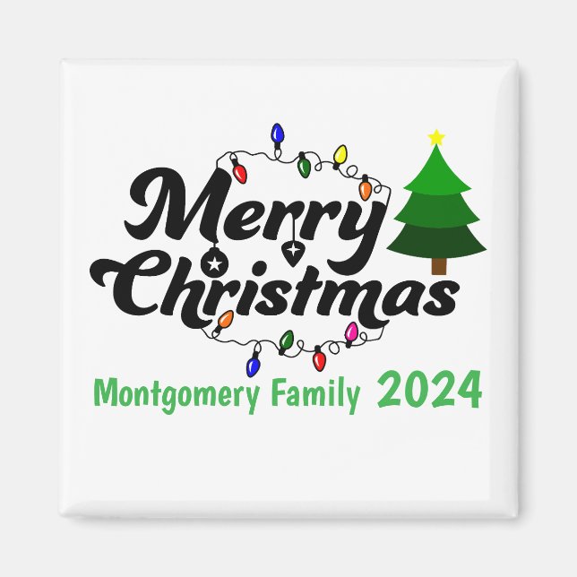 Merry Christmas Personalized Family  Magnet (Front)