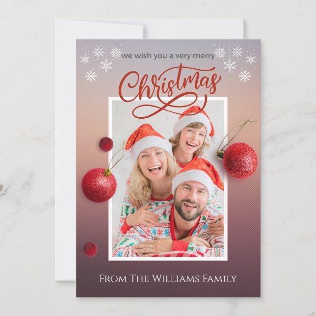 Merry Christmas Personalized Family Photo Card (Front)