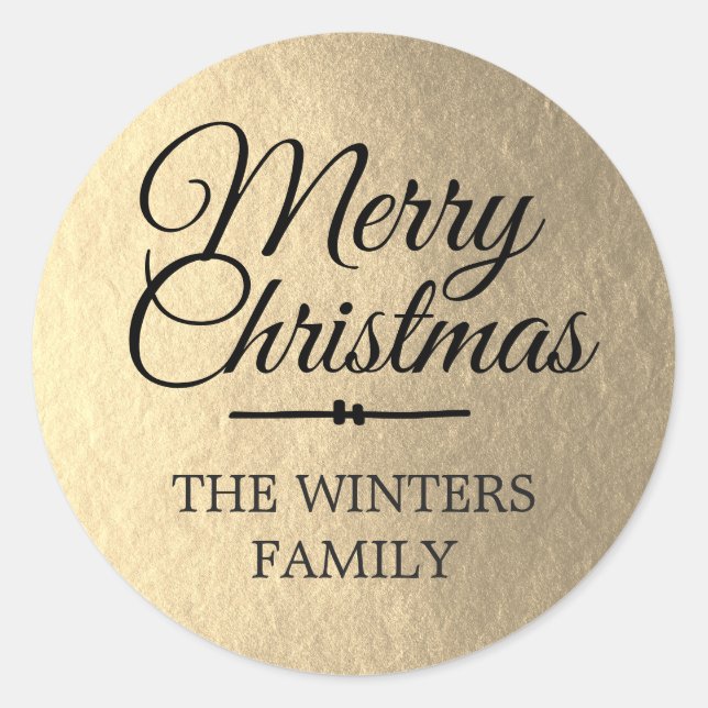 Merry Christmas Personalized Gold Envelope Seal (Front)