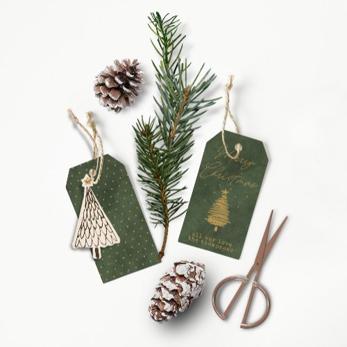Merry Christmas  Personalized Green Velvet Gift Tags