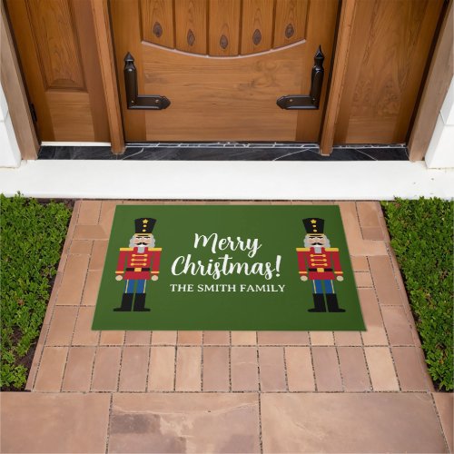 Merry Christmas personalized Holiday nutcracker Doormat