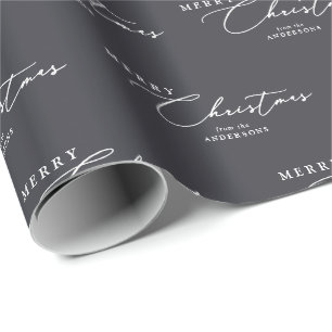 Merry Christmas Personalized Modern Elegant Script Wrapping Paper