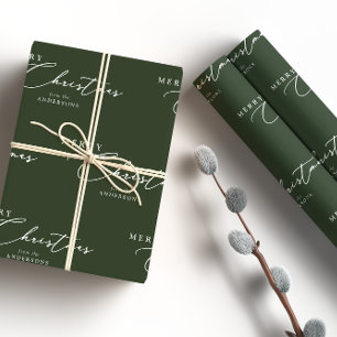 Merry Christmas Personalized Modern Elegant Script Wrapping Paper