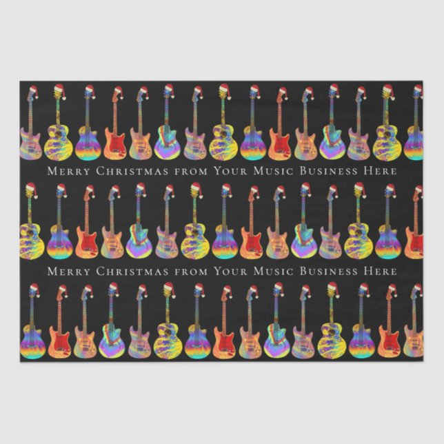 Merry Christmas Personalized Music Business Guitar Tissue Paper (Front)