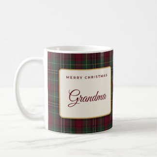 Merry Christmas Personalized Name Plaid Mug