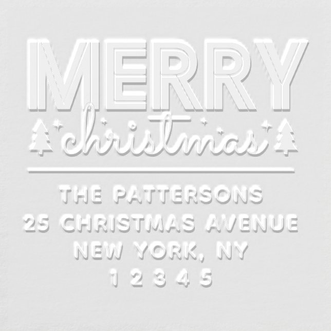 Merry Christmas Personalized Name Return Address Embosser (Design)