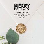 Merry Christmas Personalized Name Return Address Self-inking Stamp<br><div class="desc">Merry Christmas Personalized Name Return Address Holiday Self-inking Stamp features the text "Merry Christmas" in modern typography accented with snowflakes and Christmas trees with your personalized name and return address below. Perfect for Christmas cards, holiday cards, Christmas party invitations and holiday party gifts and favors or in the office for...</div>