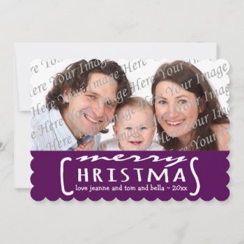 Merry Christmas Personalized Photo Card Purple by Joyful_Expressions at Zazzle