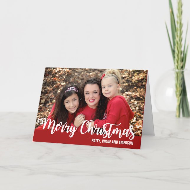 Merry Christmas Personalized Photo ChristmasCard Holiday Card (Front)