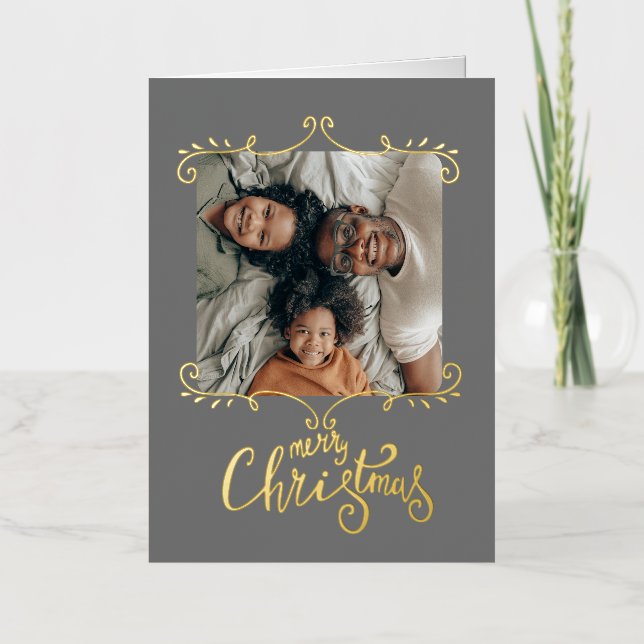  Merry Christmas Personalized Photo Foil Holiday Card (Front)