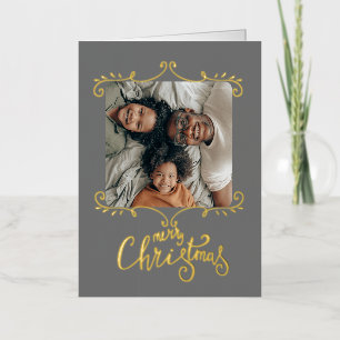 Merry Christmas Personalized Photo Foil Holiday Card