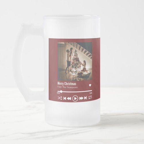  Merry Christmas Personalized Photo Frosted Glass Beer Mug