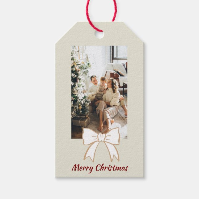 Merry Christmas Personalized Photo Gift Tag (Front)