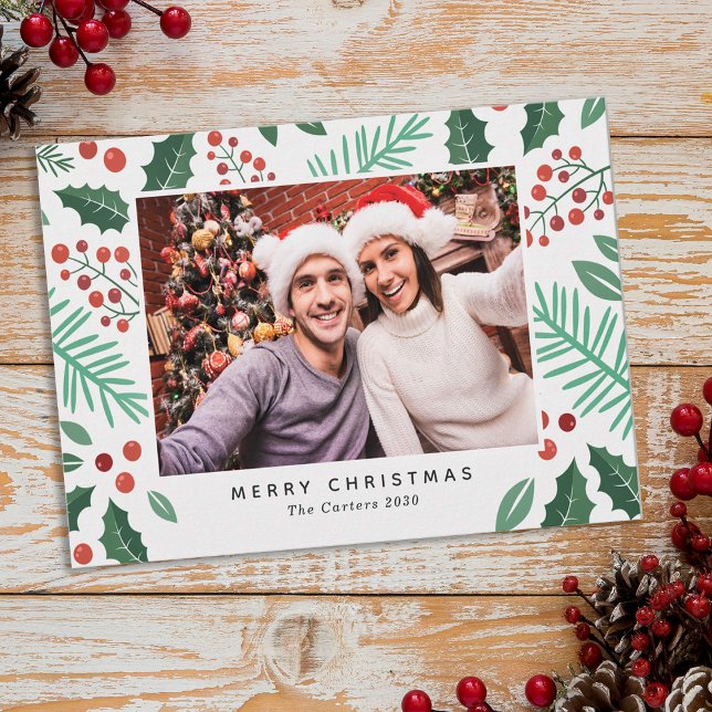 Merry Christmas Personalized Photo Greeting Holiday Card (Creator Uploaded)
