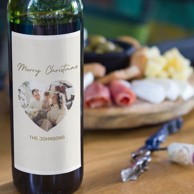Merry Christmas Personalized Photo Wine Labels (Creator Uploaded)