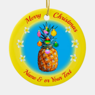 Merry Christmas Personalized Pineapple Ornament
