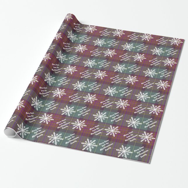 Merry Christmas personalized plaid Wrapping Paper (Unrolled)
