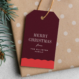 Merry Christmas personalized red and burgundy Gift Tags