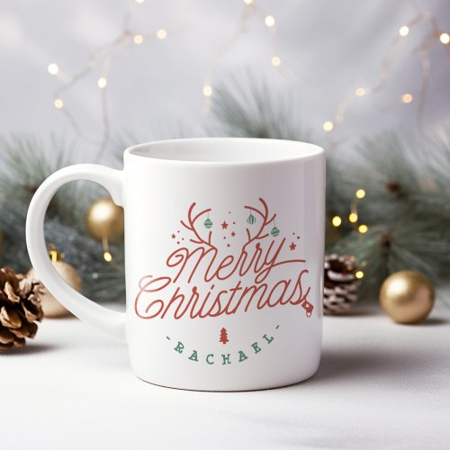 Merry Christmas Personalized Reindeer Antlers Giant Coffee Mug