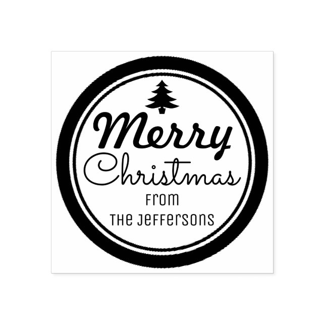 Merry Christmas Personalized Rubber Stamp (Imprint)