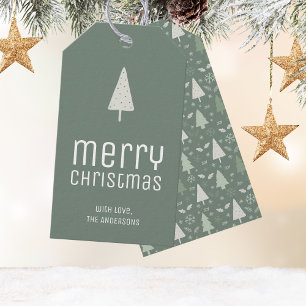 Merry Christmas Personalized Sage Green Gift Tags