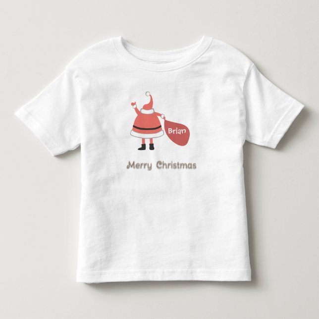 Merry Christmas Personalized Santa Sack Toddler T-shirt (Front)