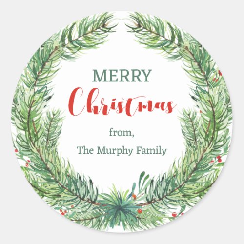 Merry Christmas Personalized Script Gift Sticker