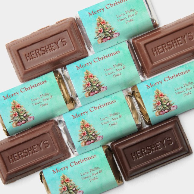 Merry Christmas Personalized Text Christmas Tree Hershey's Miniatures (Assorted)