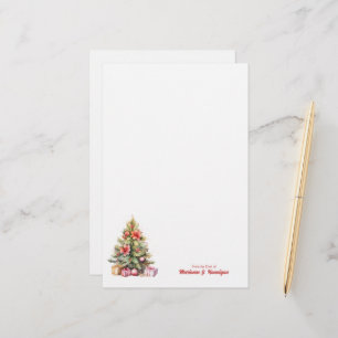Merry Christmas Personalized Text Christmas Tree Stationery
