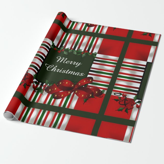 Merry Christmas Personalized Wrapping Paper (Unrolled)
