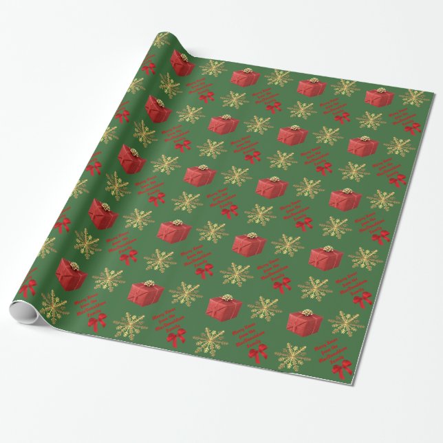 Merry Christmas personalized Wrapping Paper (Unrolled)