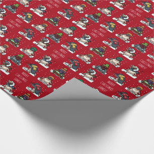 Merry Christmas Personalized Xmas Penguin Cartoon Wrapping Paper
