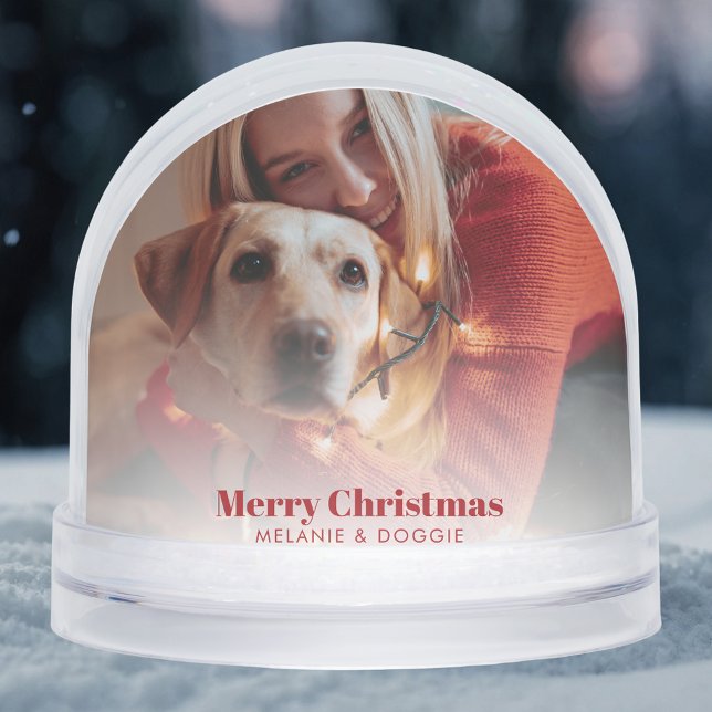 Merry Christmas Pet and Family Photo Custom Snow Globe (Merry Christmas Pet and Family Photo Custom Snow Globe)