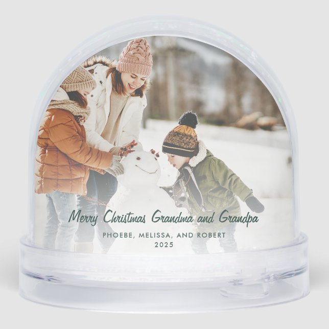 Merry Christmas Pet and Family Photos Grandma Snow Globe (Back)