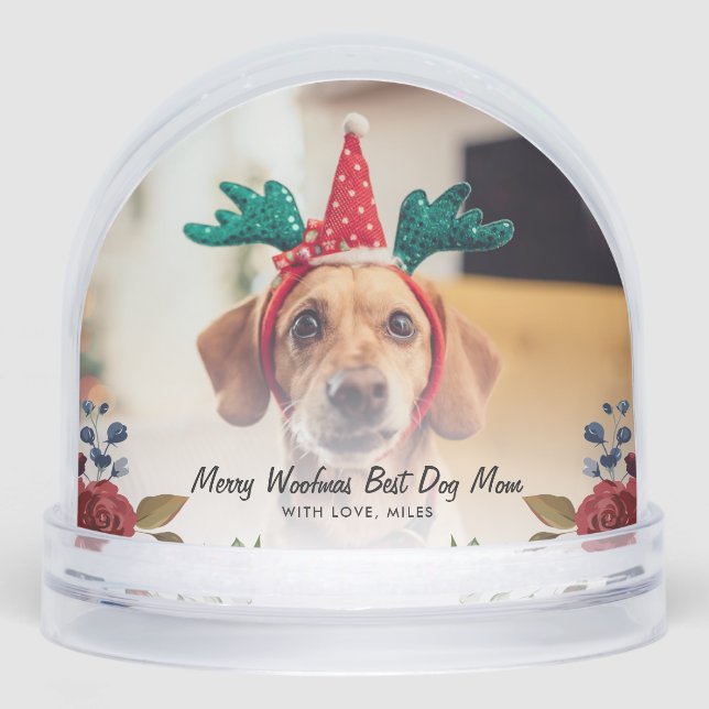Merry Christmas Pet Photo and Family Custom Snow Globe (Front)