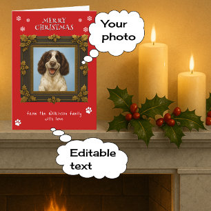 Merry Christmas pet photo red Holiday Card