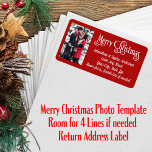 Merry Christmas Photo 4 Line Return Address Label<br><div class="desc">Personalized Photo Merry Christmas Return Address Label in cheerful red and white. Fun and easy to create your own. If you need any help please message me and I will be happy to help you!</div>