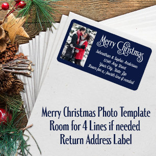 Merry Christmas Photo 4 Line Return Address Label
