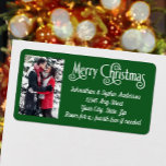 Merry Christmas Photo 4 Line Return Address Label<br><div class="desc">Personalized Photo Merry Christmas Return Address Label in cheerful red and white. Fun and easy to create your own. If you need any help please message me and I will be happy to help you!</div>