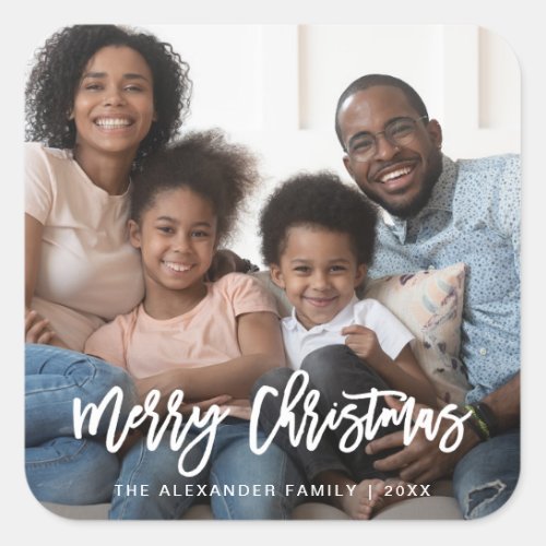 Merry Christmas Photo and Year Typography Sticker