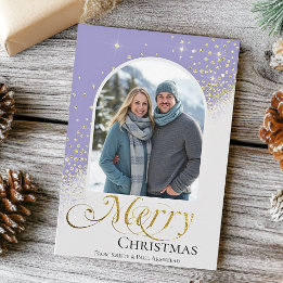 Merry Christmas Photo Arch Shape Elegant Holiday Card