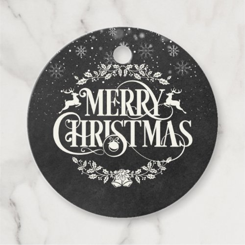 Merry Christmas Photo Black and White Chalkboard Favor Tags