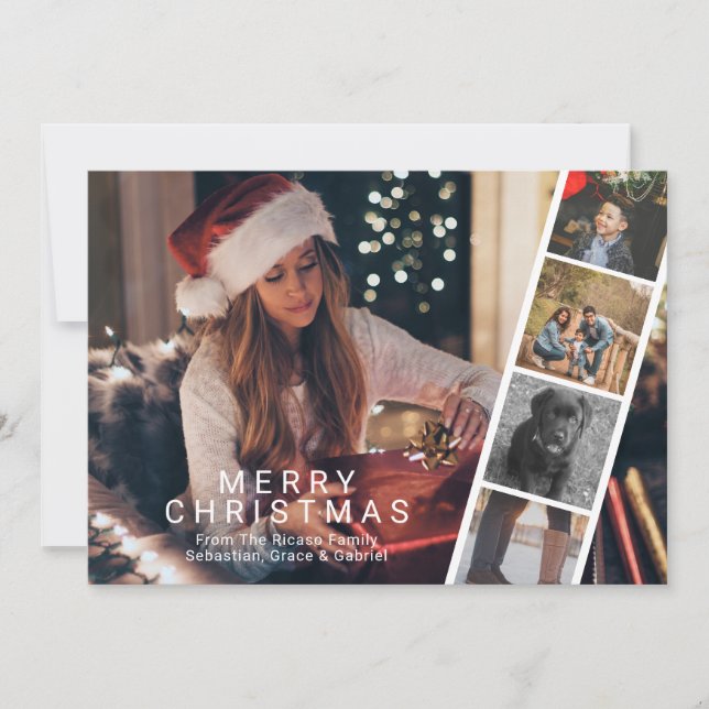 Merry Christmas Photo Booth Modern Personalized Holiday Card (Front)
