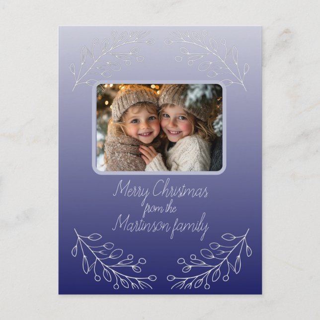 Merry Christmas Photo Botanical Holiday Postcard (Front)