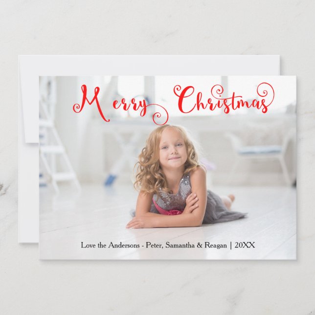 Merry Christmas Photo Candy Cane - Christmas Card (Front)