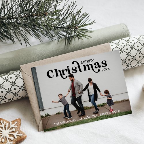 Merry Christmas Photo Card  Black