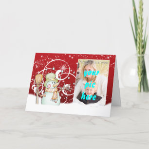 merry christmas photo card, customizable with snow holiday card