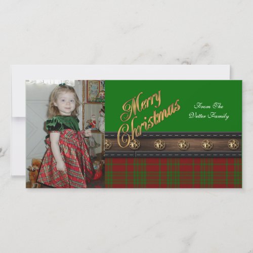 Merry Christmas Photo Card plaid customizable